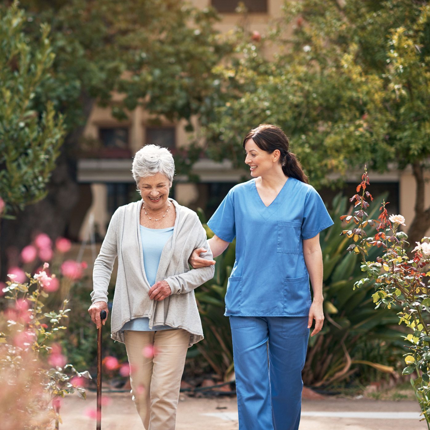 Senior Walking with Nurse — Hollywood, FL — Tradition Homecare