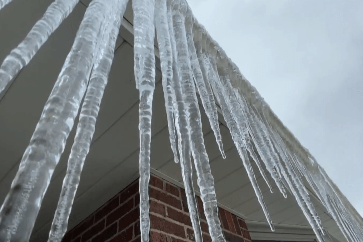 gutters are frozen with ice