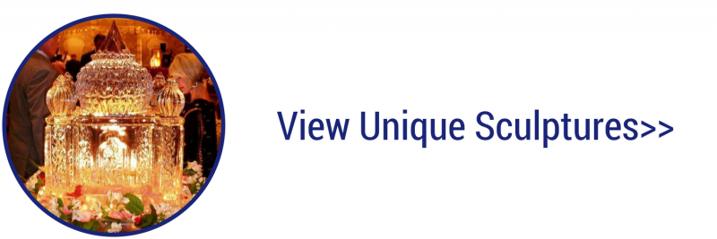 Circular thumbnail of an illuminated ornate temple with blue text link “View Unique Sculptures>>”