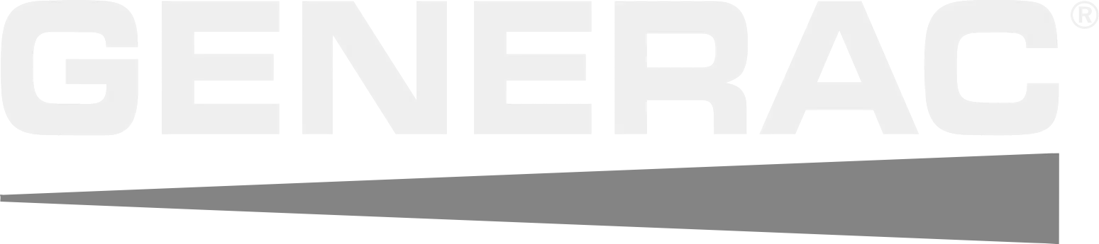 The Generac logo in white text with a gray horizontal wedge shape underneath on a dark background.