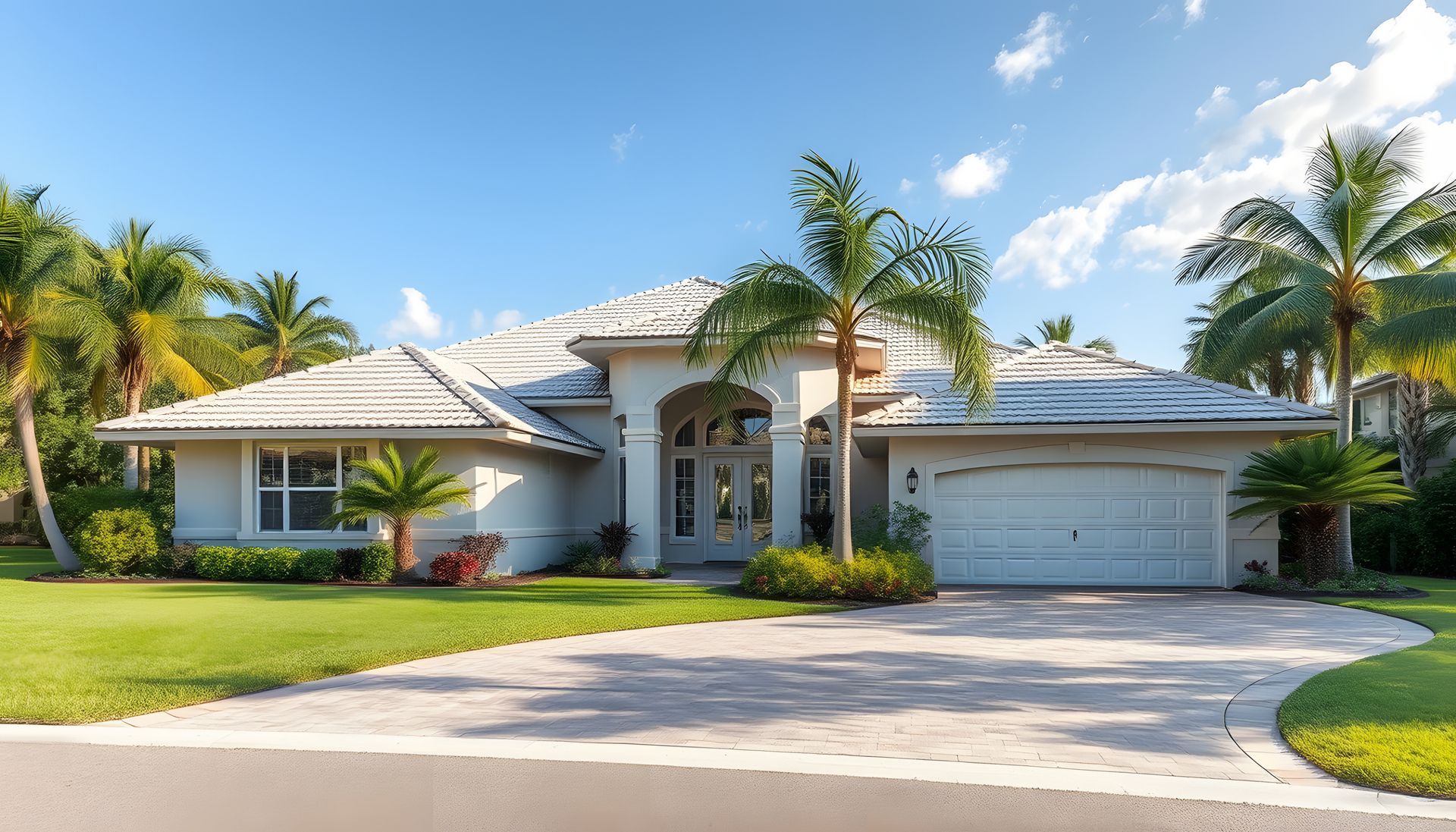 Home for sale with palm trees