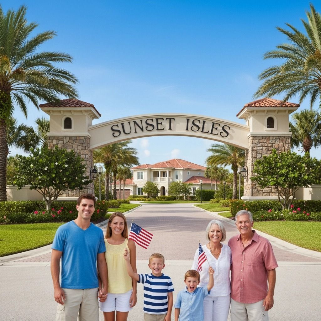 sunset isles happy family picture
