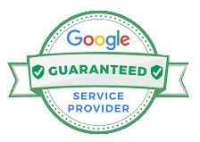 A google guaranteed service provider badge on a white background.