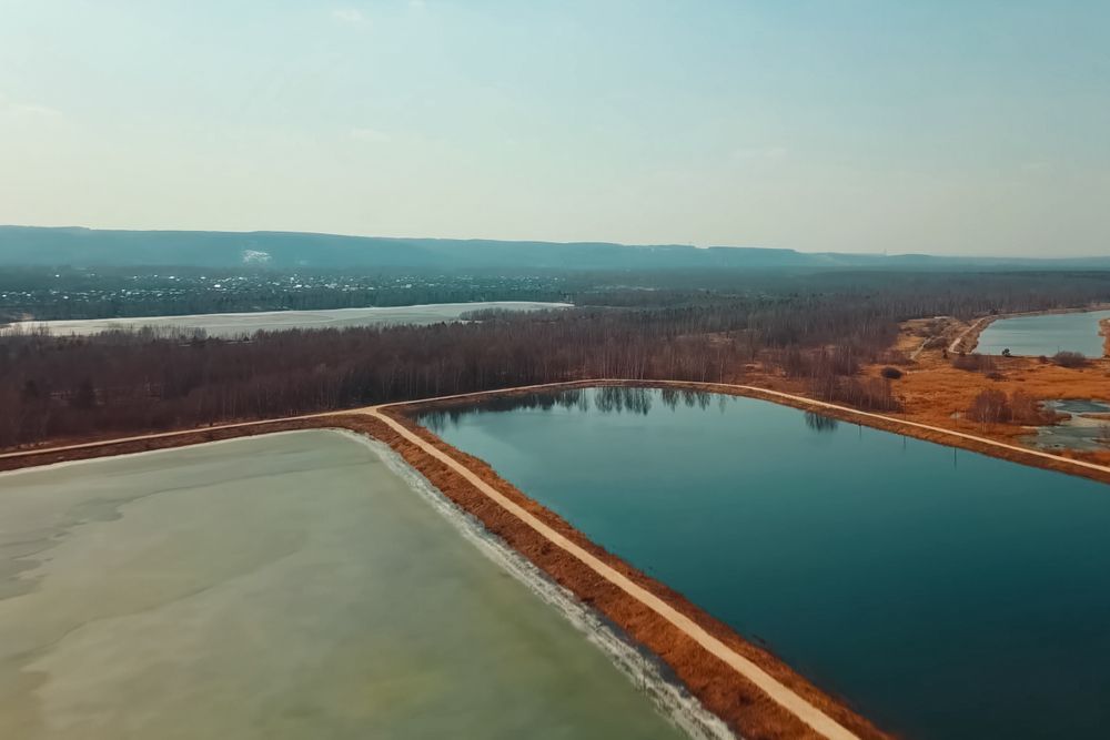 Aerial View of Ponds for Stormwater Management — Boland Contracting In Wellington, NSW