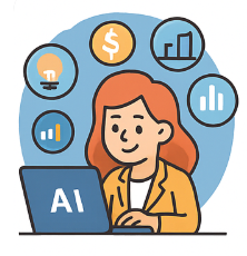 AI-powered analytics — woman strategist using data insights and artificial intelligence for SEO
