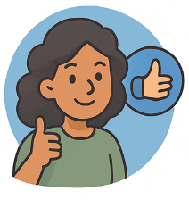 Woman giving thumbs up — positive review or customer feedback icon for local SEO