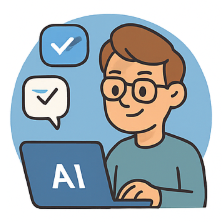 Man with AI-powered laptop — using artificial intelligence to run Google Ads campaigns