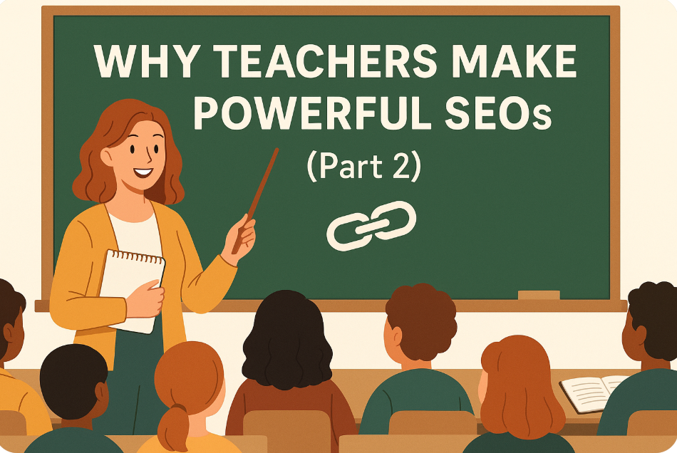 Teacher in front of the class teaching about SEO