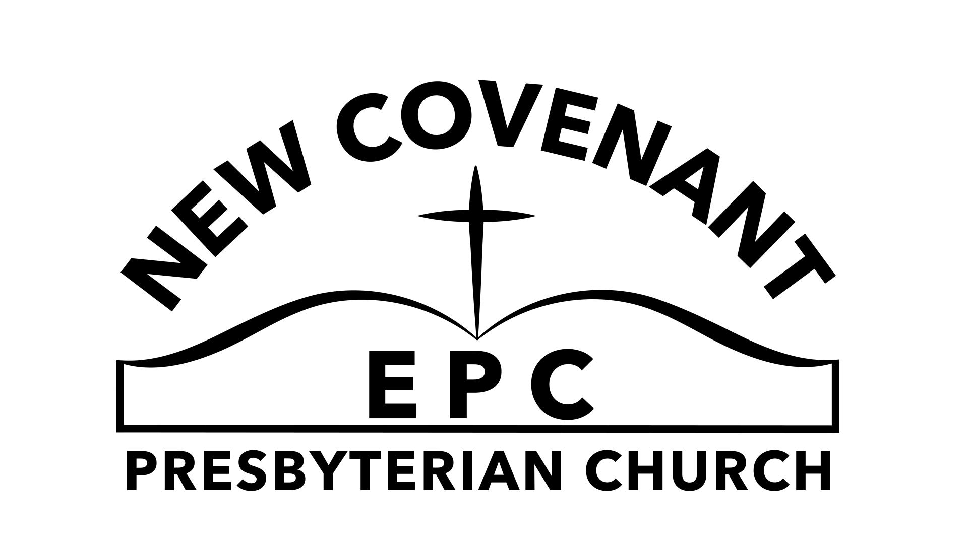 a black and white logo for the new covenant presbyterian church .
