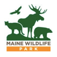 The maine wildlife park logo shows a moose , bear , and bird.