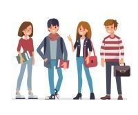 A group of young people are standing next to each other.