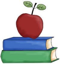 An apple is sitting on top of a stack of books.