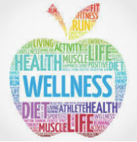 A colorful apple with the word wellness written on it