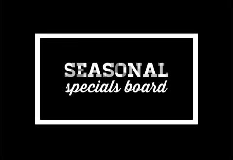 A black and white logo for a seasonal specials board.