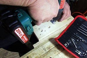 Driving a bolt with the Hychika cordless drill.