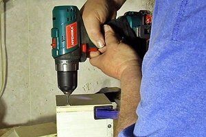 Working on a woodworking project using the Hychika cordless drill.