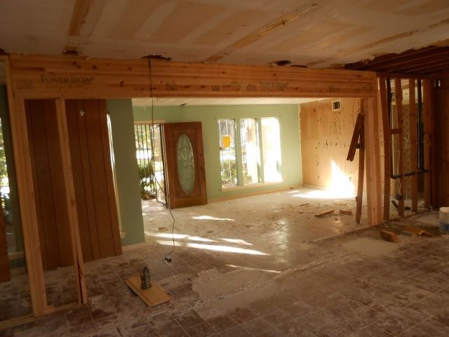 A room that is being remodeled with the letter a in the middle