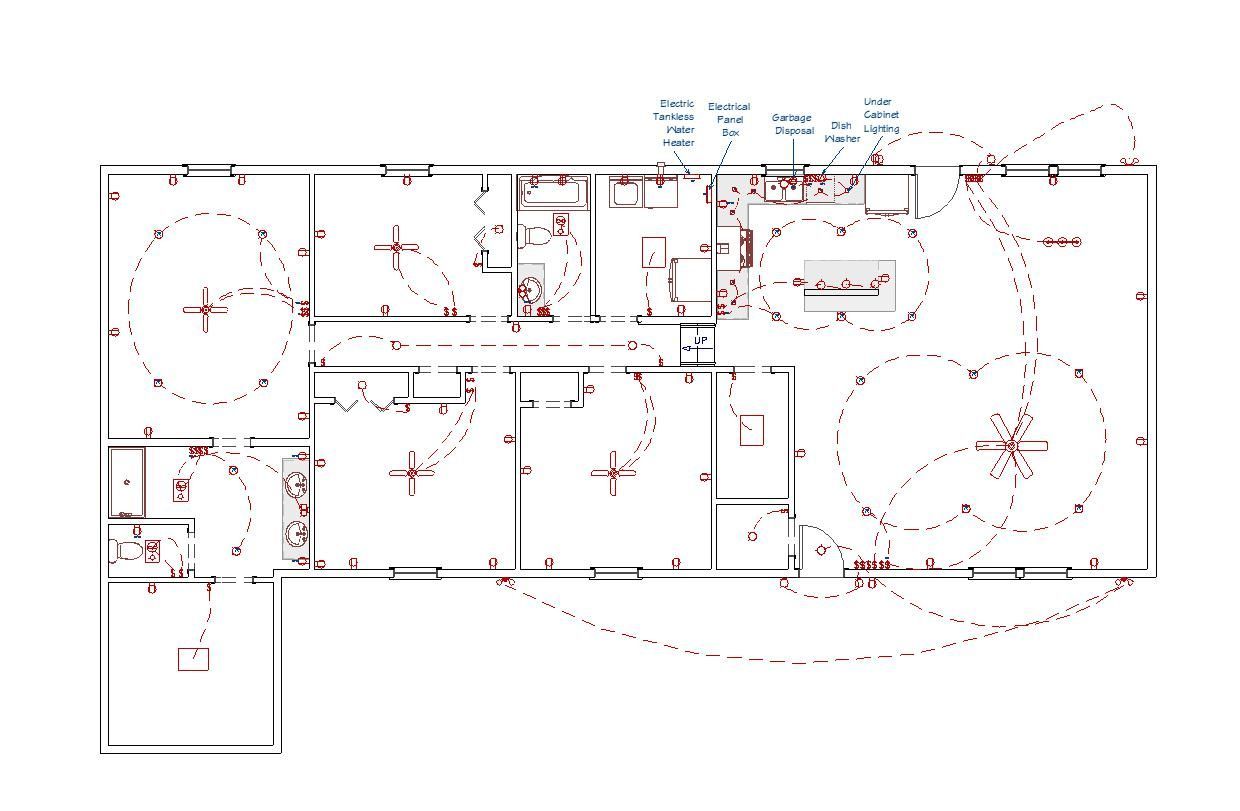 A floor plan of a building with a lot of lines and circles.