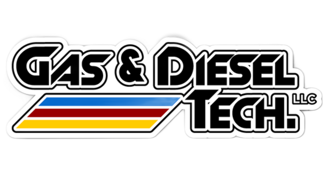 Gas & Diesel Tech LLC logo with black text on a white background, featuring a colored bar.