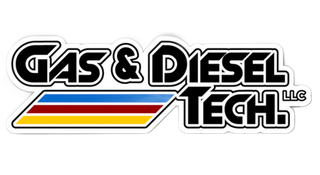 Gas & Diesel Tech LLC logo with black text on a white background, featuring a colored bar.