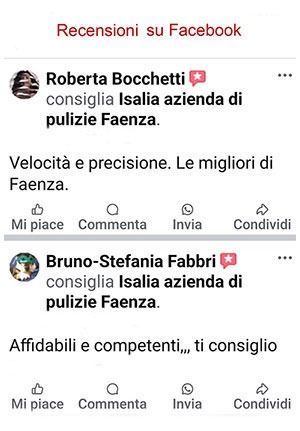 Two positive Facebook reviews for the cleaning company 