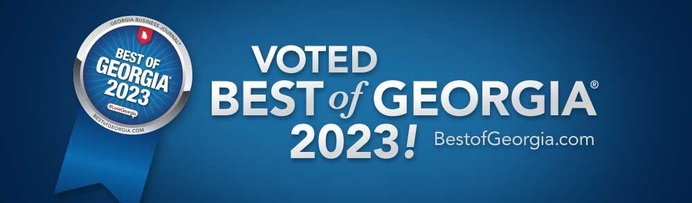 A blue banner that says `` voted best of georgia 2023 ''