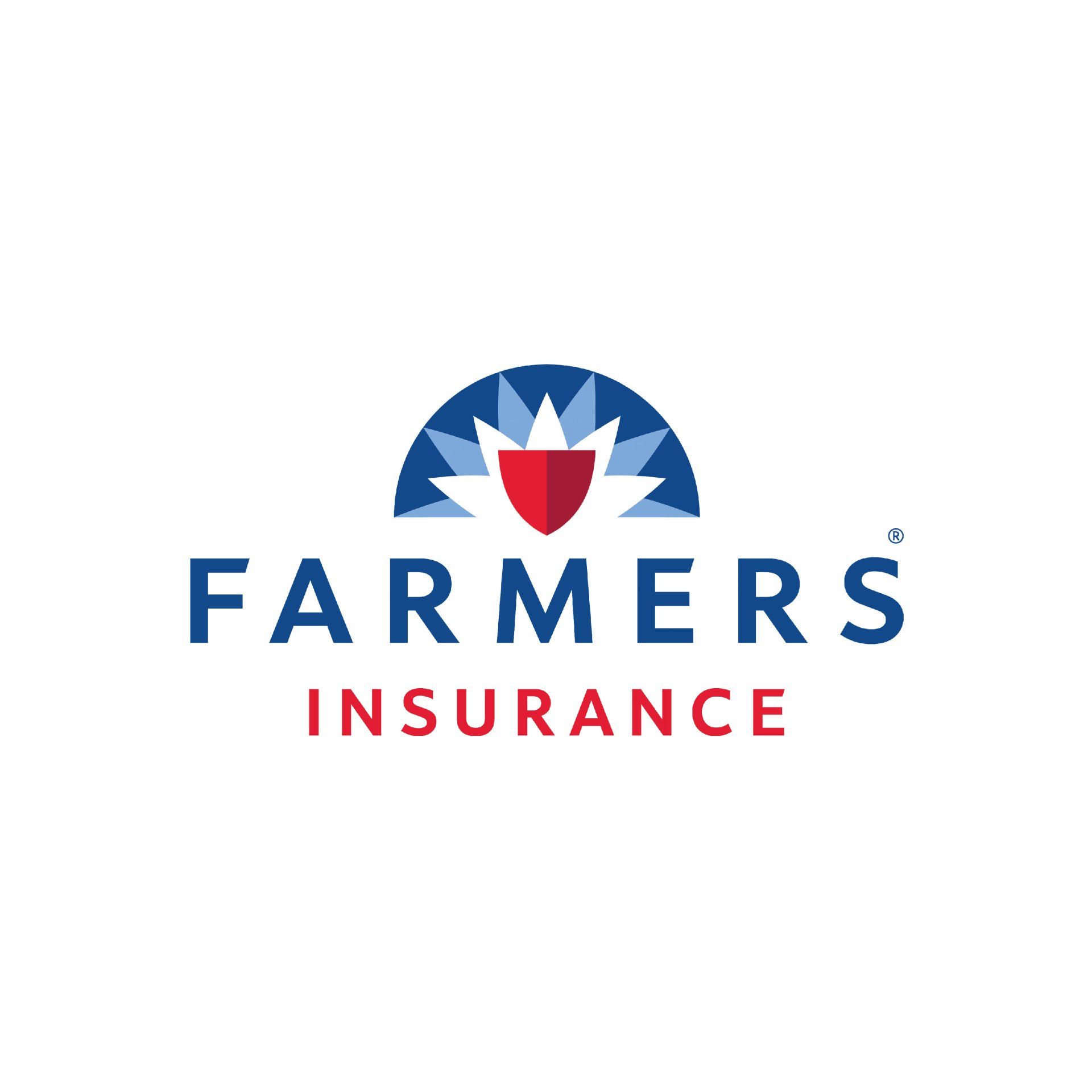 a farmers insurance logo with a flower in the middle .