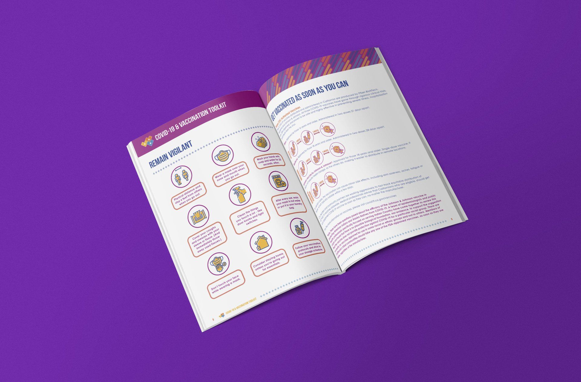 a book is open to a page on a purple background .