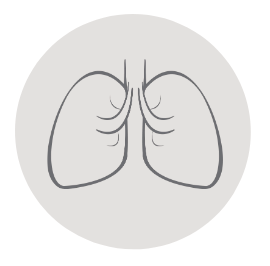 A drawing of a pair of lungs in a circle.