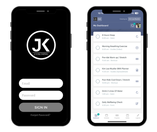 A cell phone with a dashboard app on it.