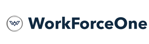 WorkforceOne logo in dark teal text on a white background.