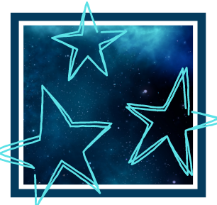 A picture of three blue stars in a square