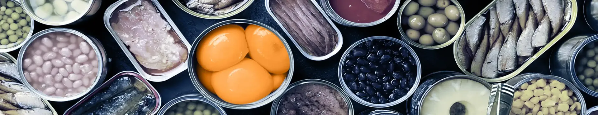 cans and containers of food products