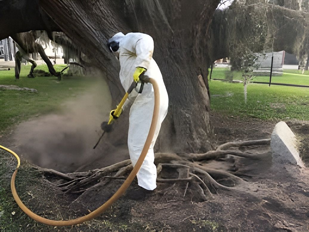 Tall tree with light green leaves and gray trunk, reaching towards the sky.