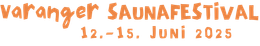 Varanger saunafestival sin logo med festivaldatoer 12.-15. juni 2025 i orange, leken tekst.