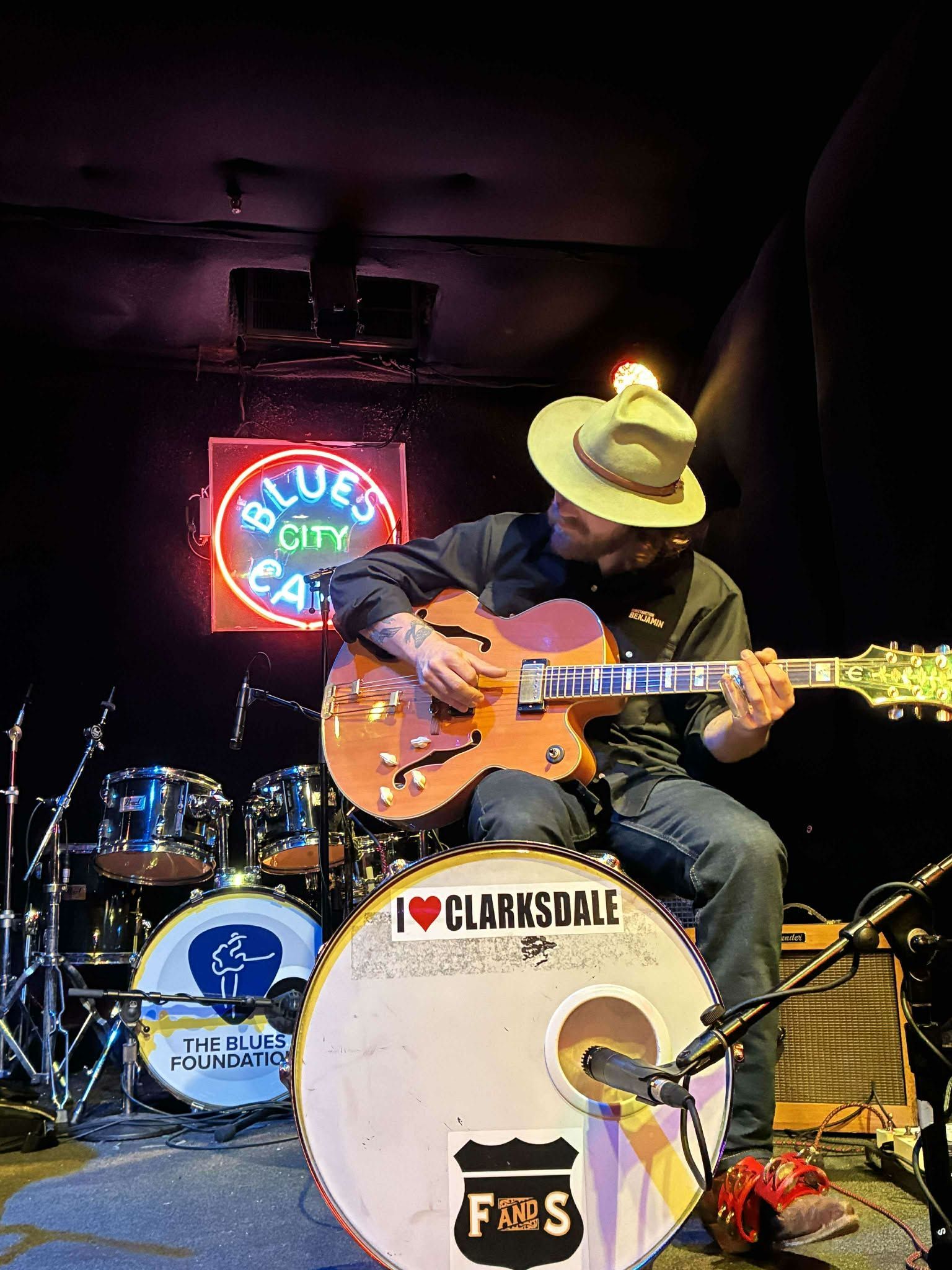 Olivier (son) playing at the Blues City Cafe