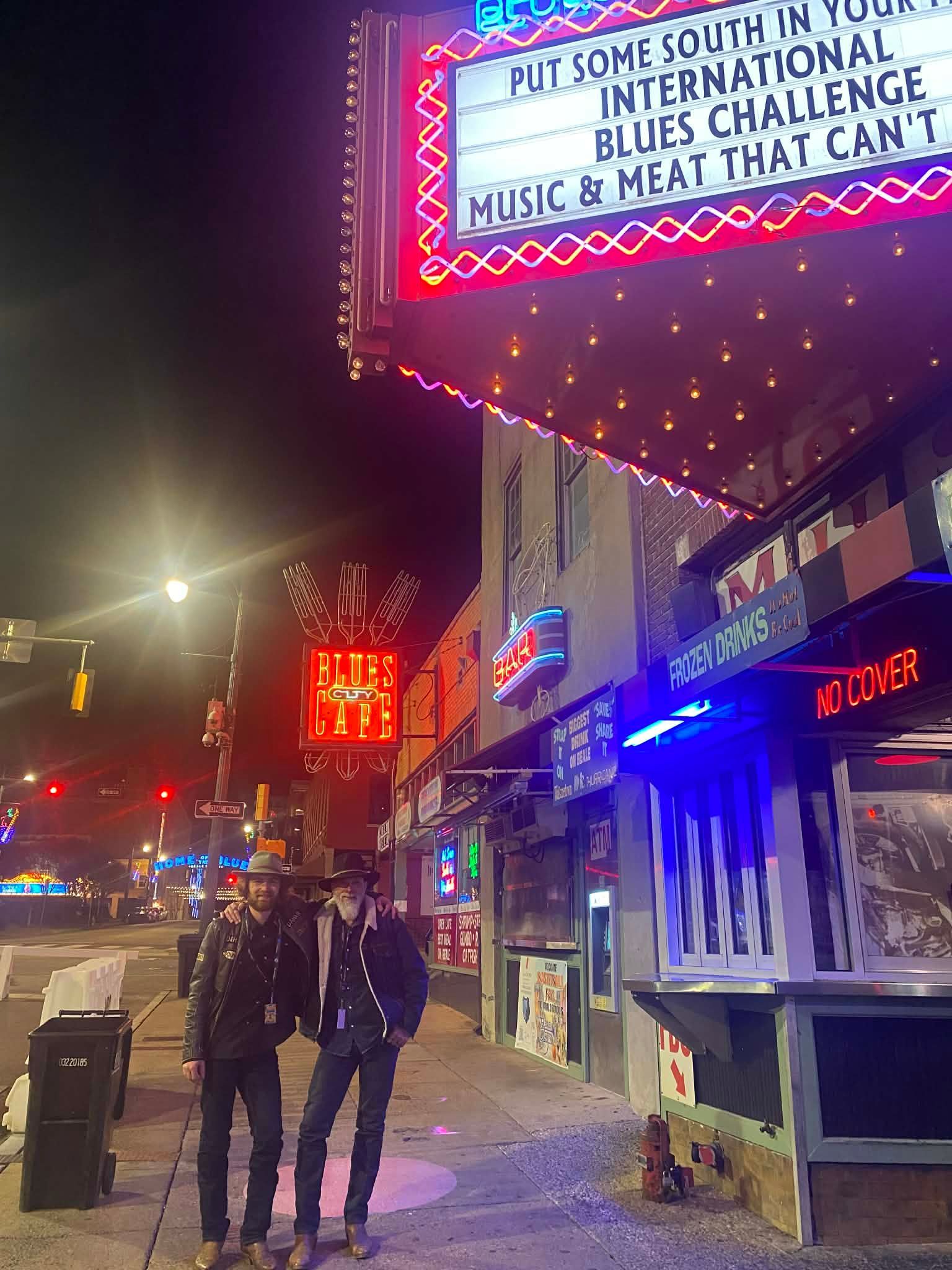 Father'n'Son in front of the Orpheum Theater