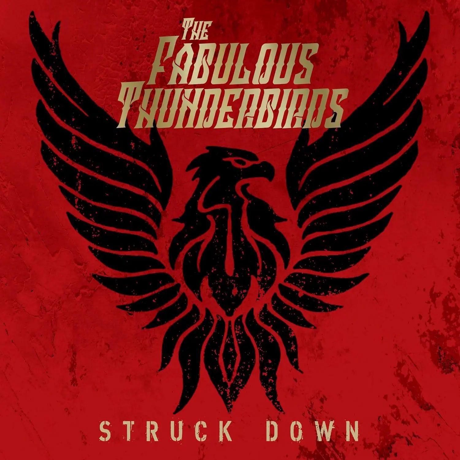 CD Album cover of the Fabulous Thunderbirds with a stylized bird in black over a red background