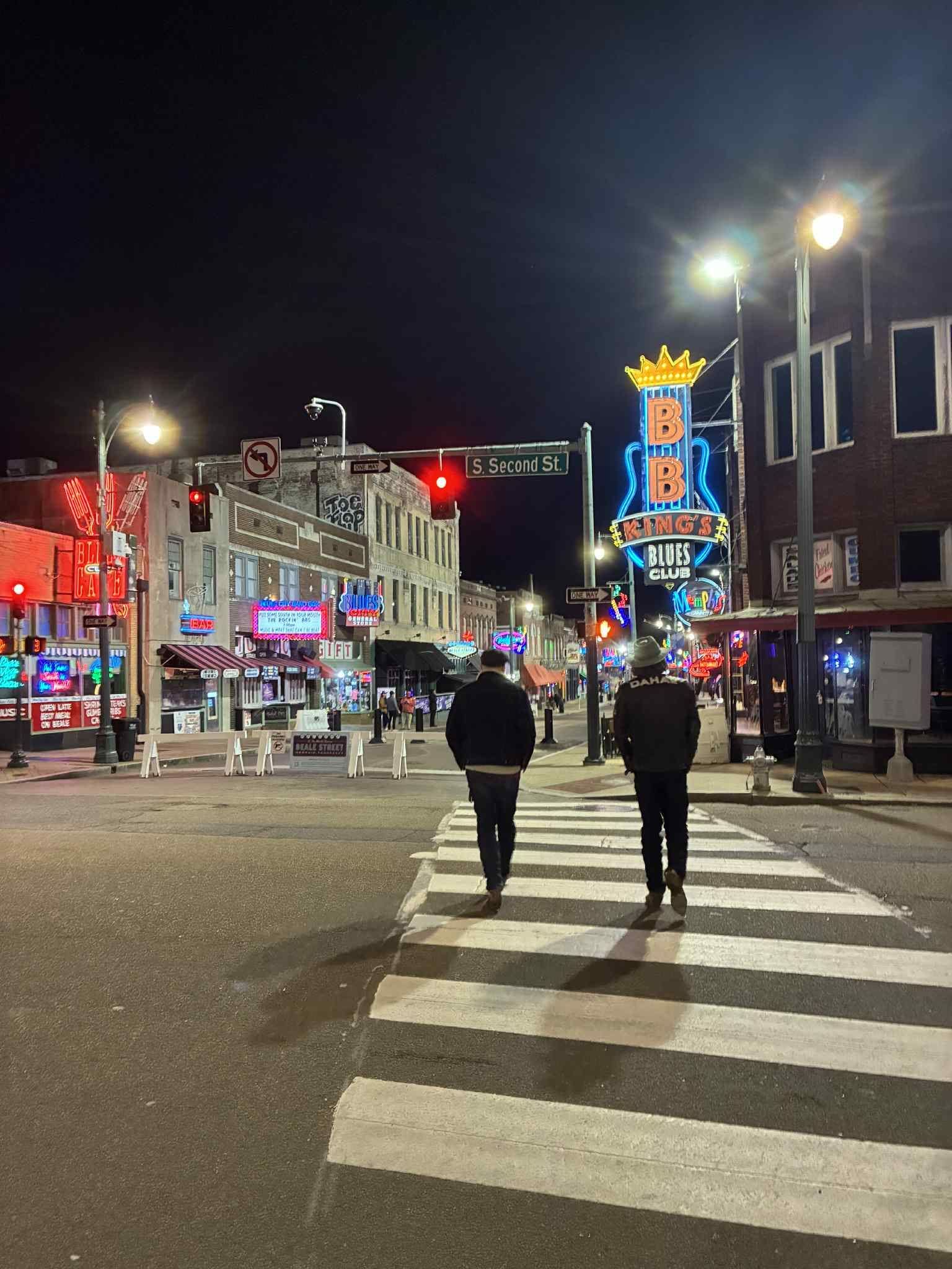 A night time view of Beale Street