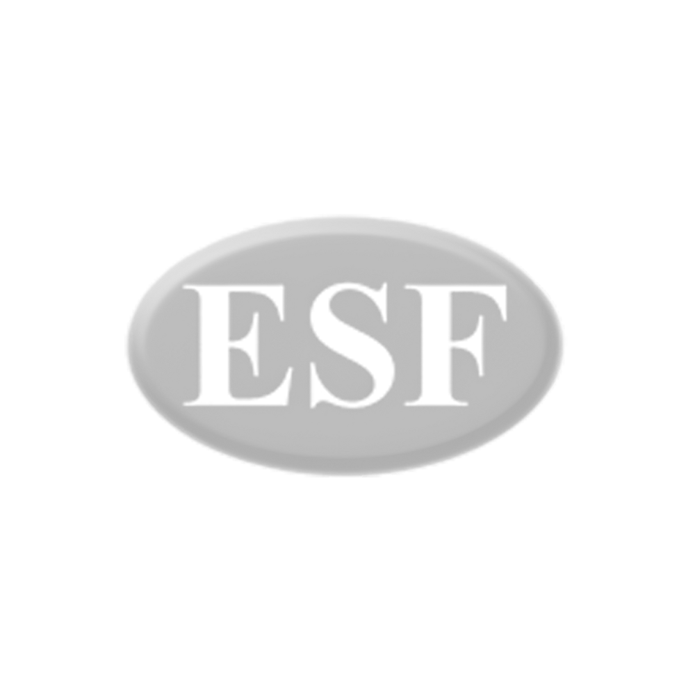 ESF logo in white letters on a light gray oval.