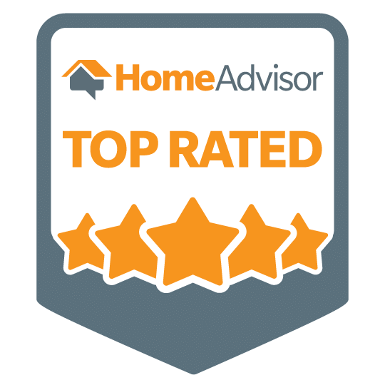 a badge that says home advisor top rated