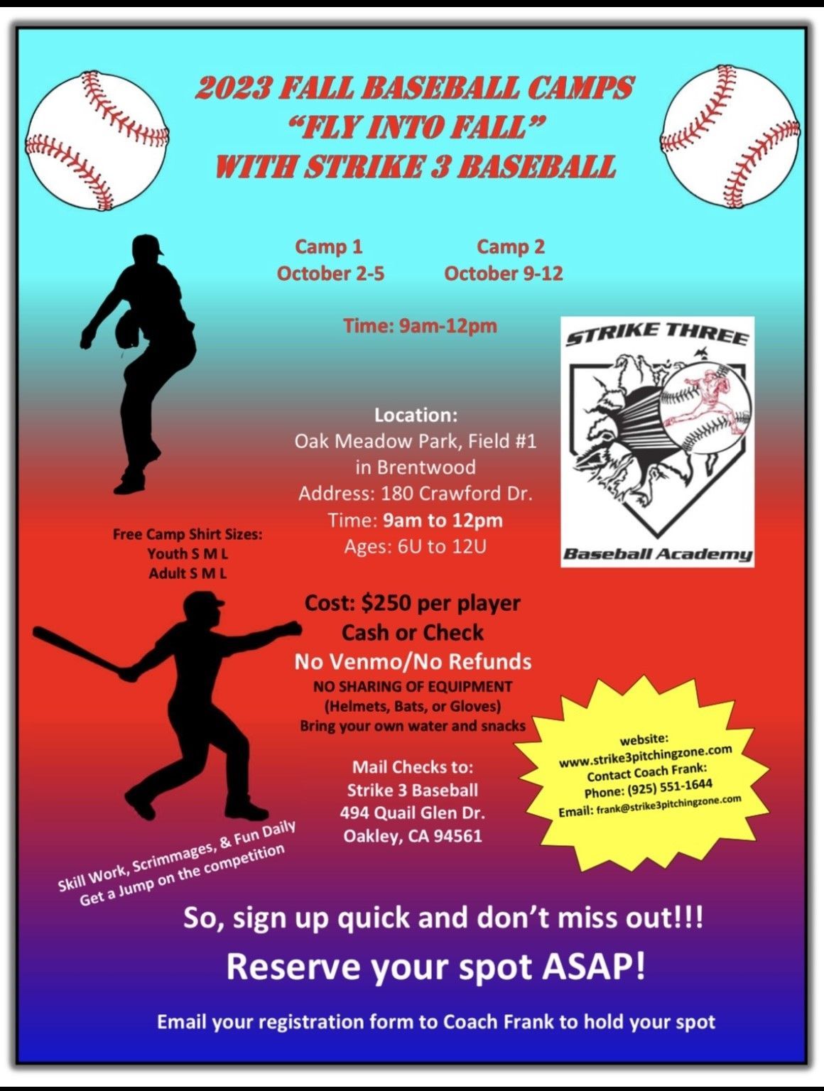 Strike 3 Baseball Academy Brentwood, CA