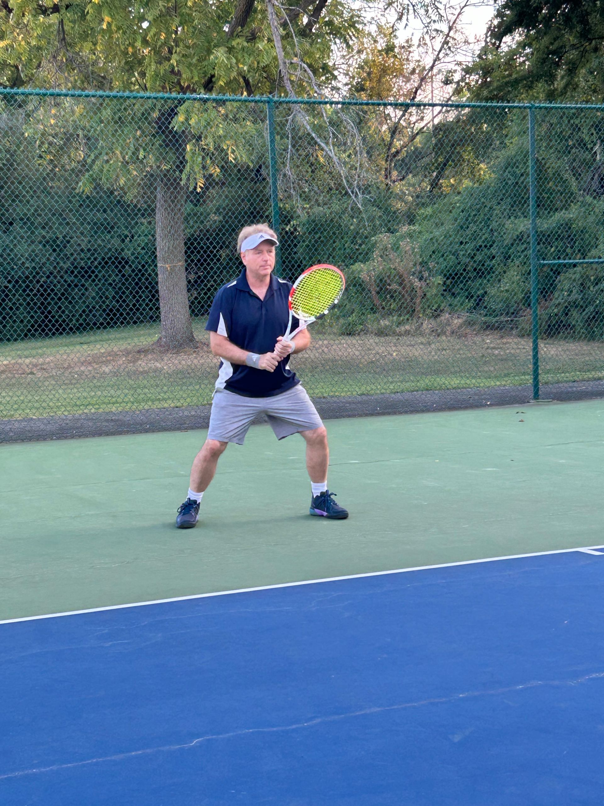 Mark Miller, PhD., Founder of Gobi Grip, on the tennis court