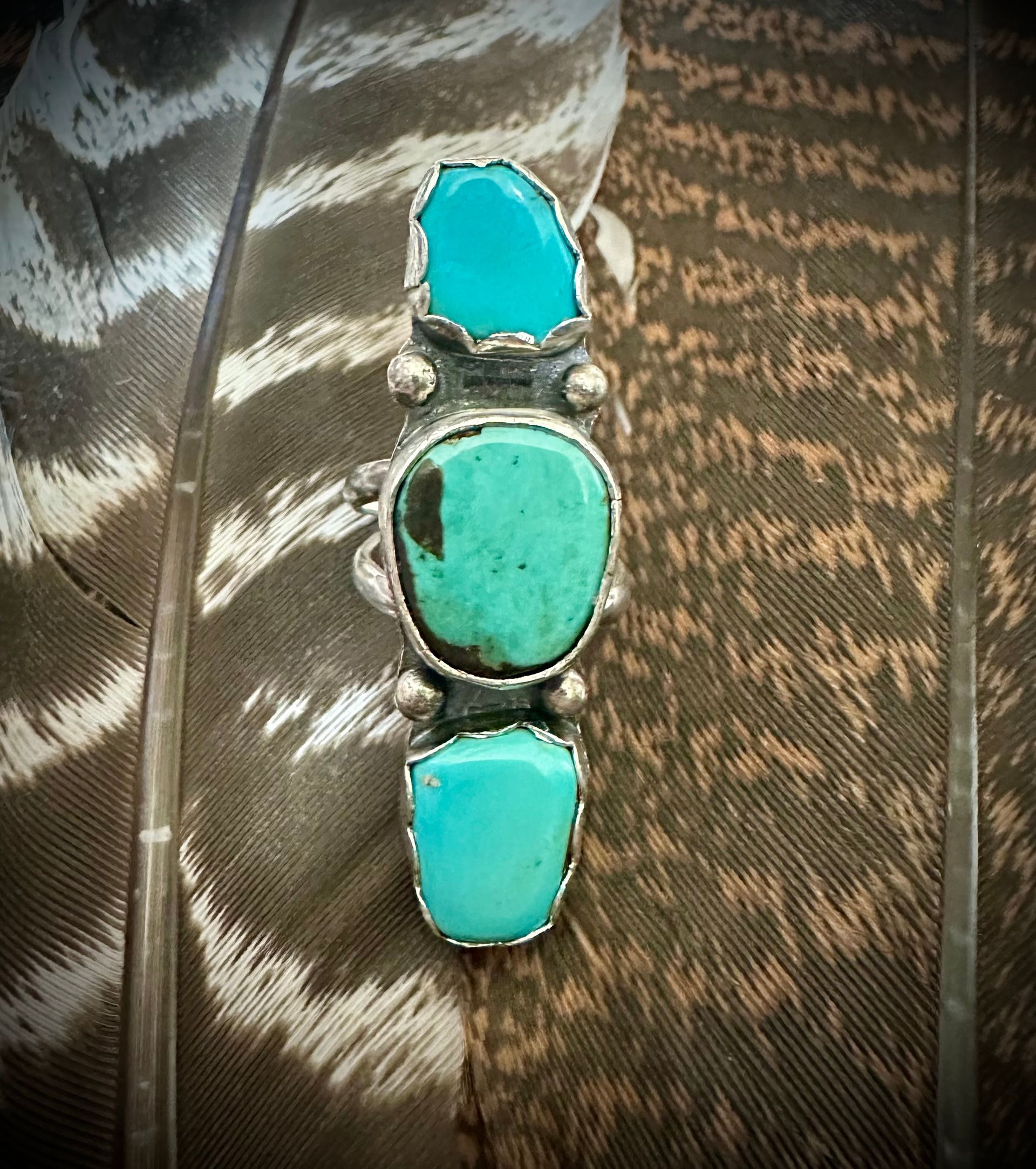 3 Stone Kingman Turquoise Sterling Silver Ring