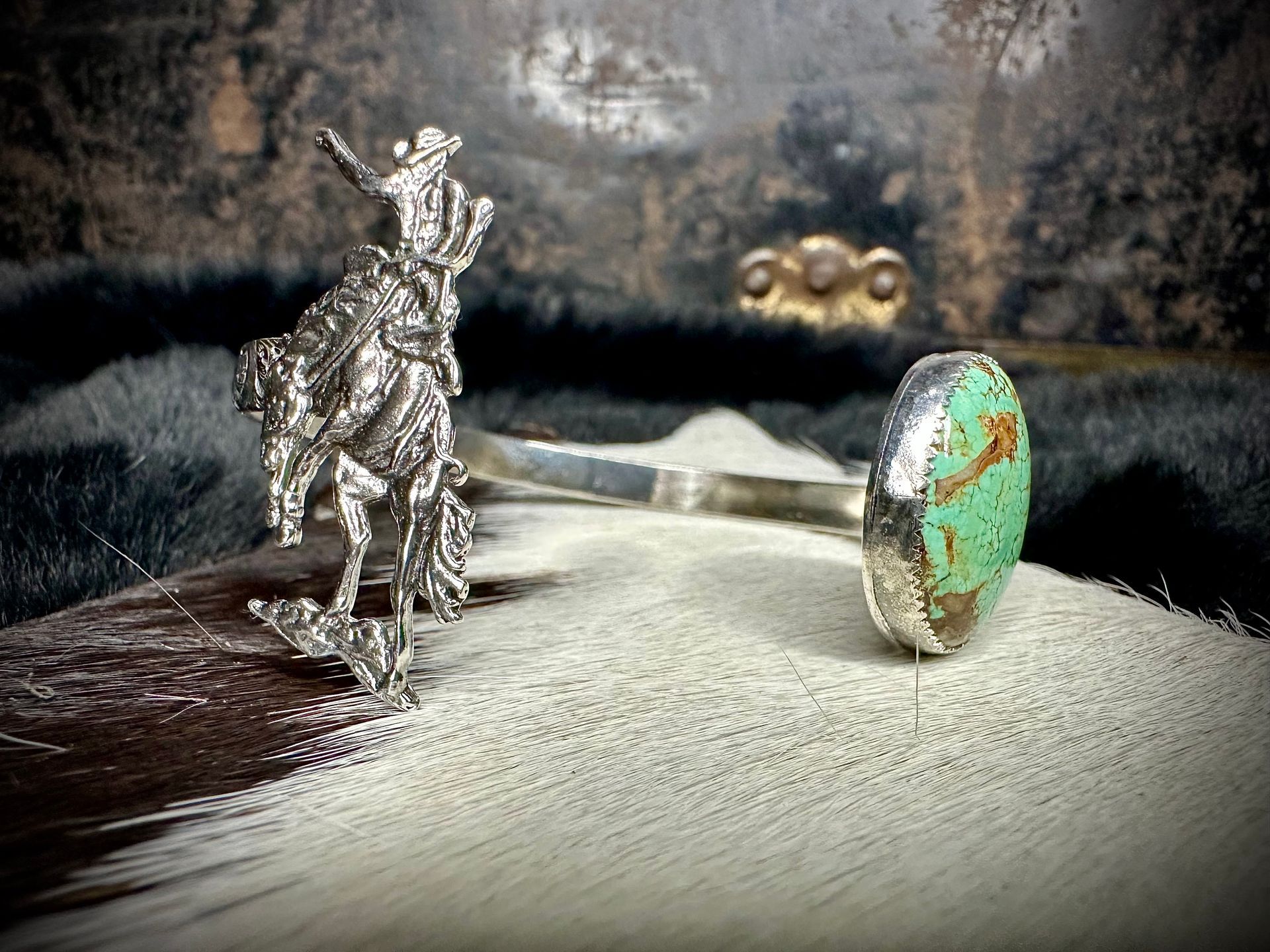 Royston Turquoise and Sterling Silver Bucking Horse Cuff