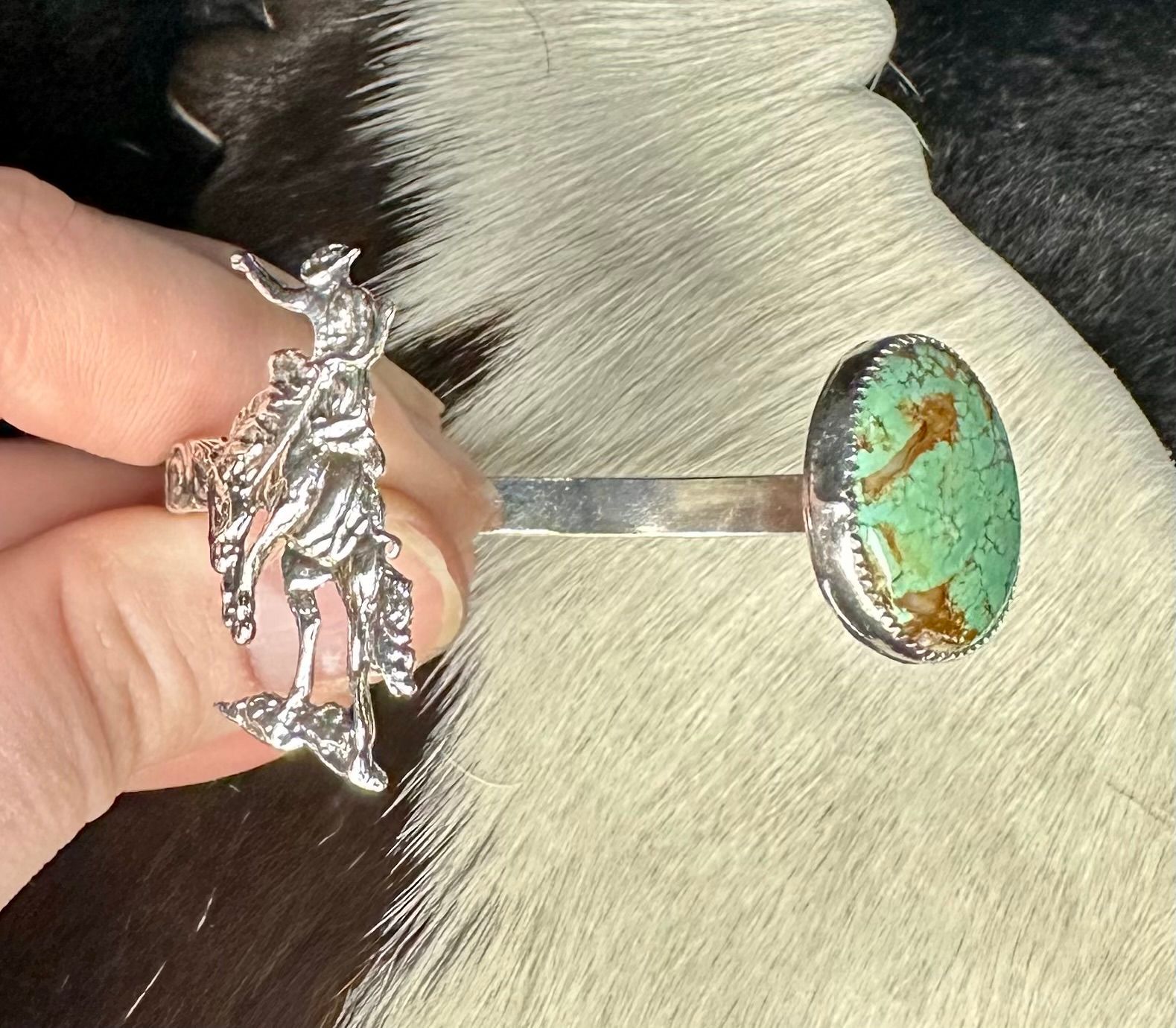 Royston Turquoise and Sterling Silver Bucking Horse Cuff