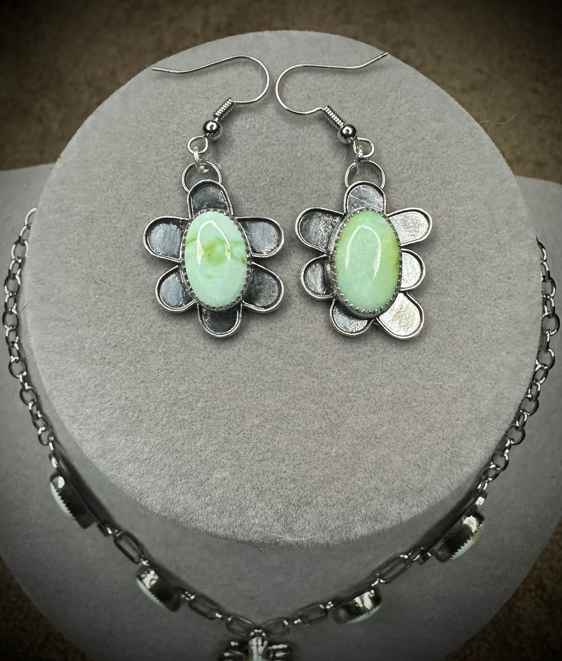 Sterling Silver Palomino Turquoise Paperclip Chain Lariat and Earring Set