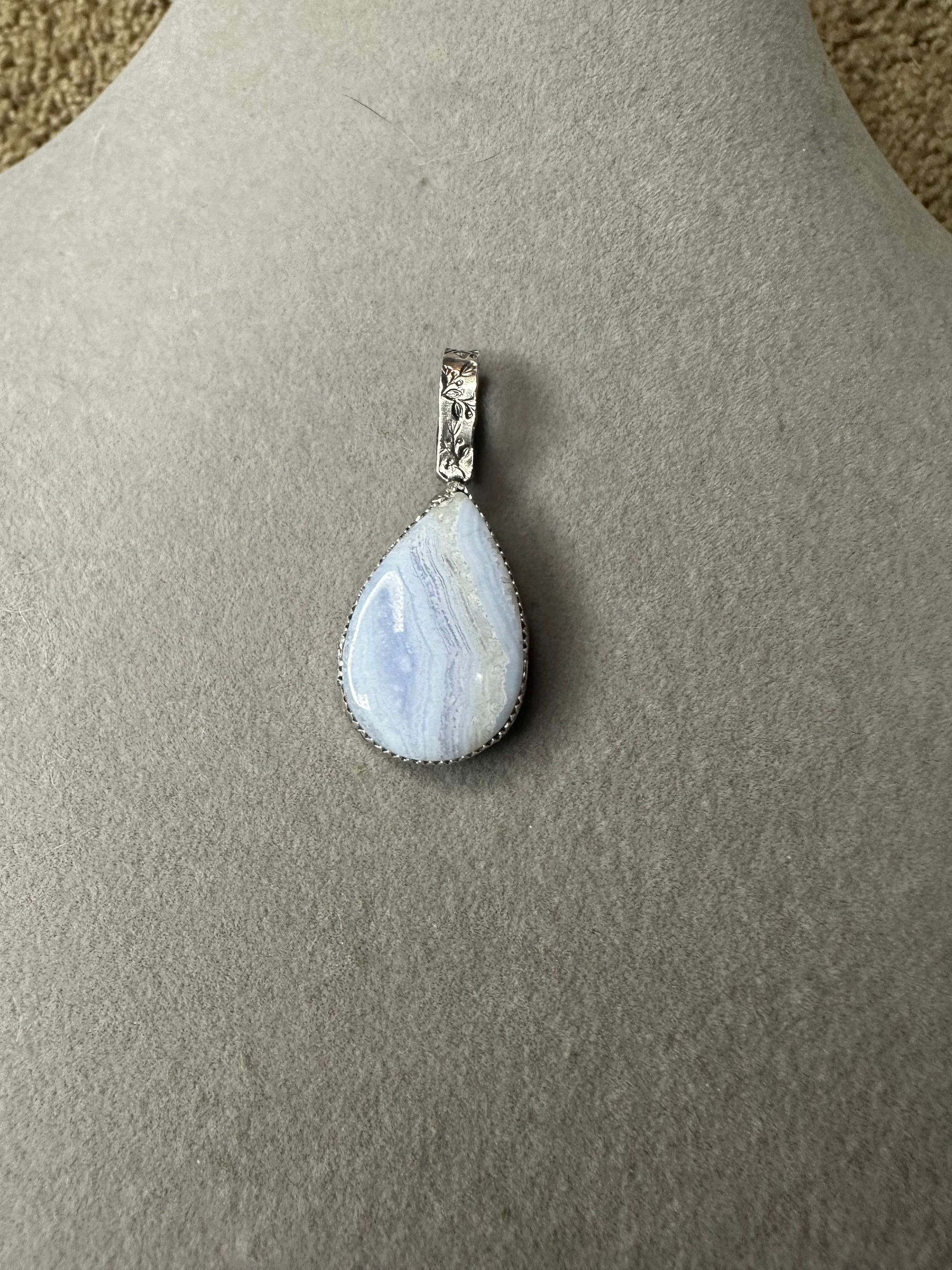 Sterling Silver Blue Lace Agate Pendant