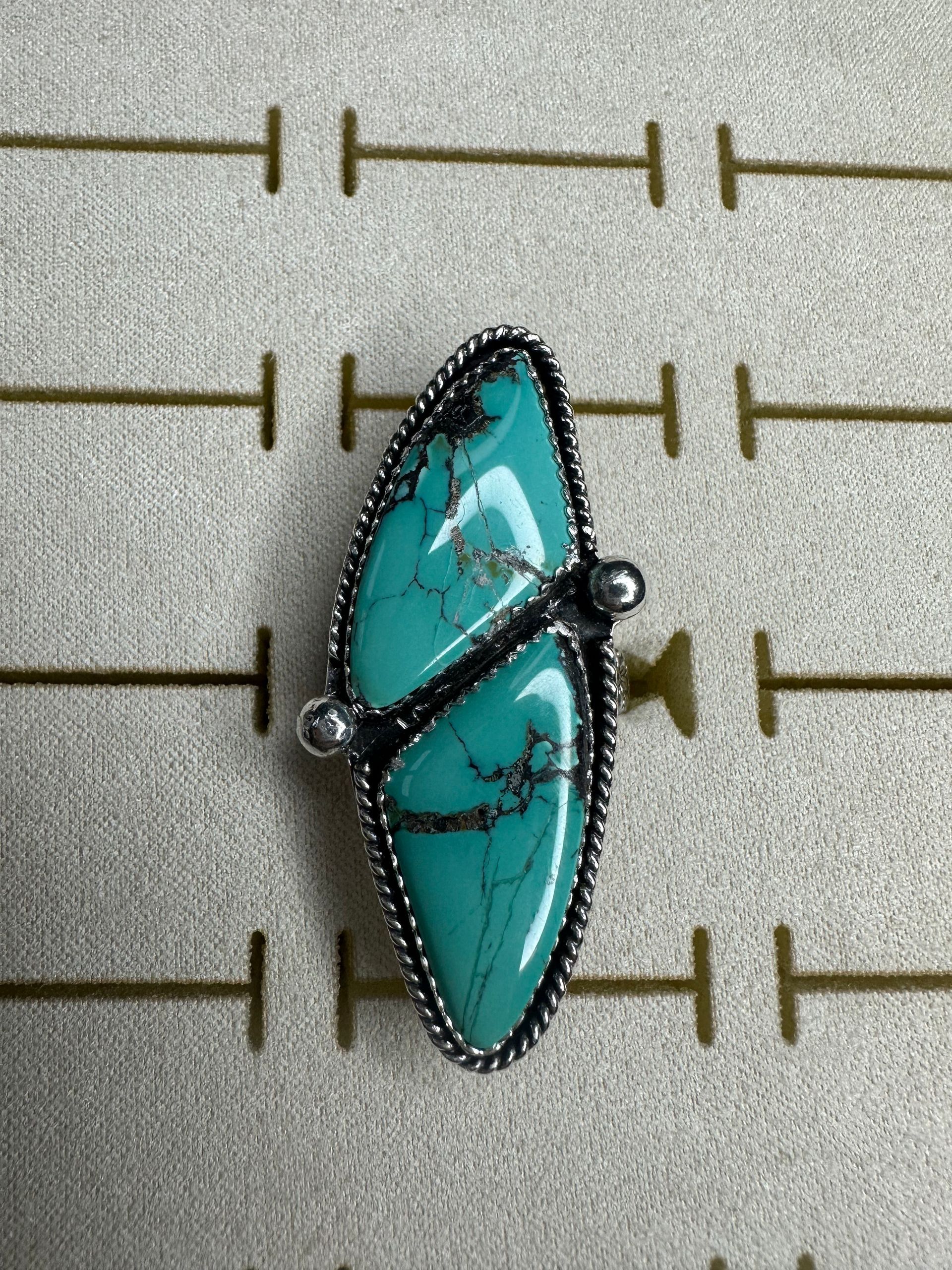 Kingman Turquoise Statement Ring Sterling Silver