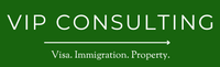 A green background with white text that says vip consulting